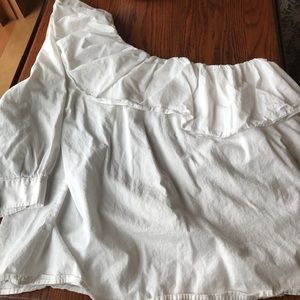 White three quarter sleeve off the shoulder LOFT top large